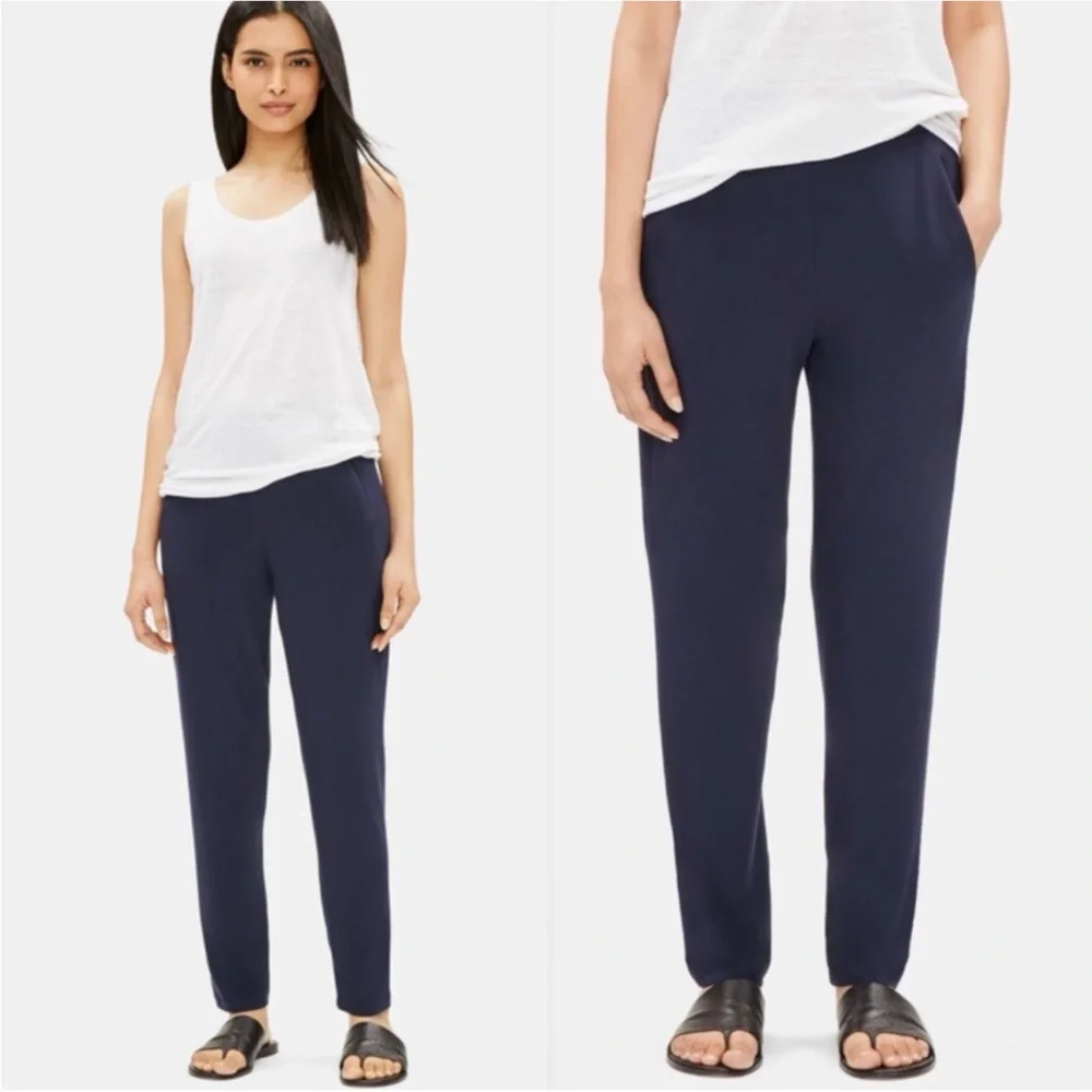 Eileen Fisher Deep Blue pull on stretch knit pants M